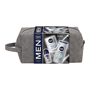 NIVEA SET Men Silver Control гель для душа 250ml + бальзам после бритья 100ml + антиперспирант ролик 50ml + косметичка