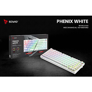 Bezvadu mehāniskā tastatūra PHENIX WHITE Gateron Red Pro, ABS