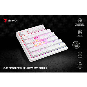 Bezvadu mehāniskā tastatūra PHENIX WHITE Gateron Red Pro, ABS