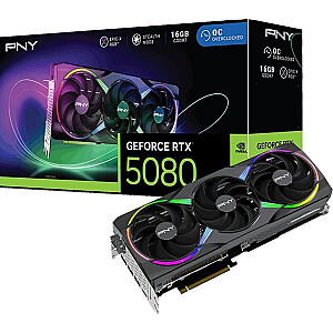 Grafikas karte PNY GeForce RTX 5080 ARGB EPIC-X RGB pārspēlēta 16GB GDDR7 (VCG508016TFXXPB1-O)