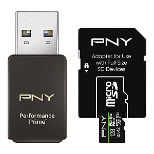 Elite Prime microSDXC atmiņas karte 128GB + SD adapteris + USB-A lasītājs
