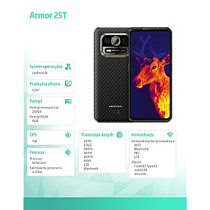 Viedtālrunis Armor 25T 4G 6/256GB IP69K termiskā attēlveidošana Frost Black