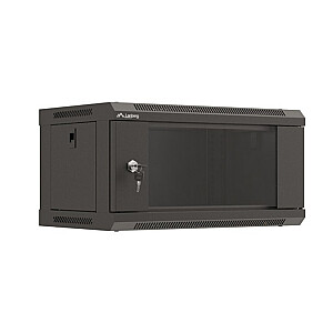 Настенный монтажный шкаф 19" 4U 540x350 черный с стеклянными дверцами (в разобранном виде)