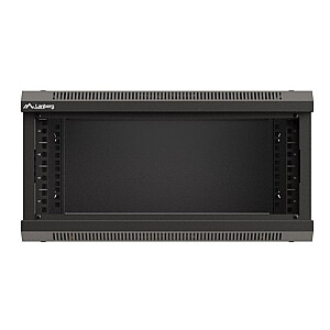 Настенный монтажный шкаф 19" 4U 540x350 черный с стеклянными дверцами (в разобранном виде)