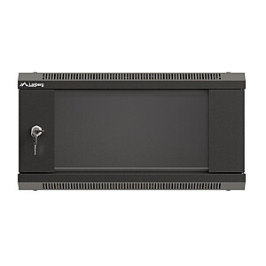 Настенный монтажный шкаф 19" 4U 540x350 черный с стеклянными дверцами (в разобранном виде)