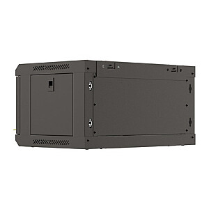 Настенный монтажный шкаф 19" 4U 540x350 черный с стеклянными дверцами (в разобранном виде)
