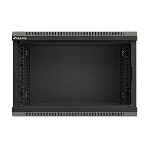 Настенный монтажный шкаф 19" 6U 540x350 черный с стеклянными дверцами (в разобранном виде)