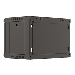 Настенный монтажный шкаф 19" 6U 540x350 черный с стеклянными дверцами (в разобранном виде)