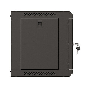 Настенный монтажный шкаф 19" 6U 540x350 черный с стеклянными дверцами (в разобранном виде)