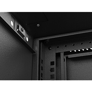 Настенный монтажный шкаф 19" 6U 540x350 черный с стеклянными дверцами (в разобранном виде)