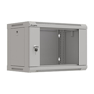 Настенный монтажный шкаф 19" 6U 540x350 серый с стеклянными дверцами (в разобранном виде)