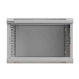 Настенный монтажный шкаф 19" 6U 540x350 серый с стеклянными дверцами (в разобранном виде)