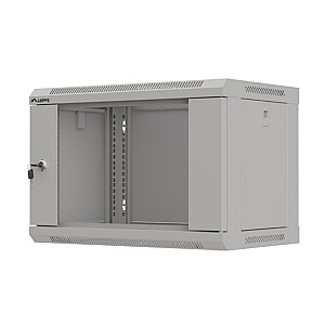 Настенный монтажный шкаф 19" 6U 540x350 серый с стеклянными дверцами (в разобранном виде)