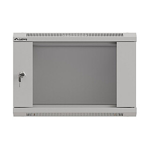 Настенный монтажный шкаф 19" 6U 540x350 серый с стеклянными дверцами (в разобранном виде)