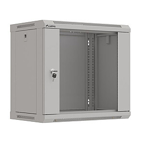 Настенный монтажный шкаф 19" 9U 540x350 серый с стеклянными дверцами (в разобранном виде)