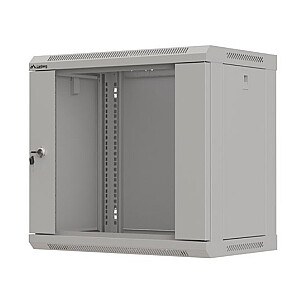 Настенный монтажный шкаф 19" 9U 540x350 серый с стеклянными дверцами (в разобранном виде)