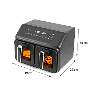 Divkāršs bez taukiem friteuze, 2200 W, ietilpība 8 l, LED displejs