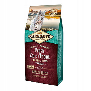 CARNILOVE kaķiem sterilizēti svaigi karpas un foreles - sausais kaķu ēdiens - 6 kg