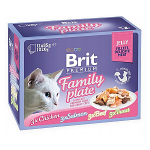 BRIT Premium Family Plate Fillets in Jelly Смешанные Вкусы - влажный корм для кошек - 12x85g