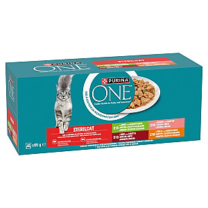 PURINA One Sterilcat liellopa, lasis, vistas, tītara - mitrā kaķu barība - 40x85g