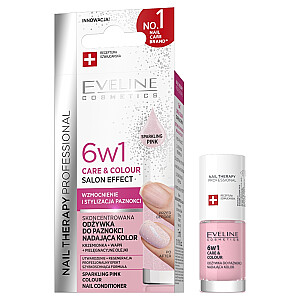 EVELINE Nail Therapy 6w1 Care & Colour koncentrēta nagu kopšanas un krāsas eļļa Sparkling Pink 5ml