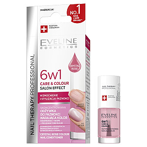 EVELINE Nail Therapy 6w1 Care & Colour koncentrēta nagu kopšanas un krāsas eļļa Crystal Rose 5ml