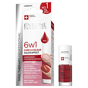 EVELINE Nail Therapy 6w1 Care & Colour koncentrēta nagu kopšanas un krāsas eļļa Sarkana 5ml