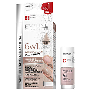 EVELINE Nail Therapy 6w1 Care & Colour koncentrēta nagu kopšanas un krāsas eļļa Shimmering Nude 5ml