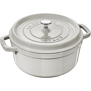 Staub apaļš čuguna katls - 6.7 l, baltais trifeļu