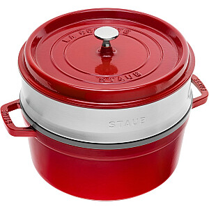 STAUB LA COCOTTE Чугунная кастрюля круглая с вставкой 3.8 л красная