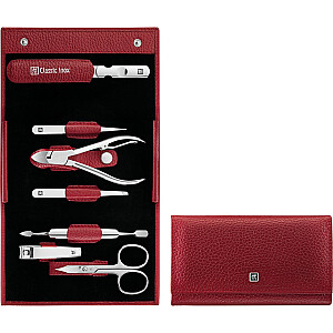 ZWILLING CLASSIC INOX Набор маникюра – красный кожаный чехол, 7 предметов