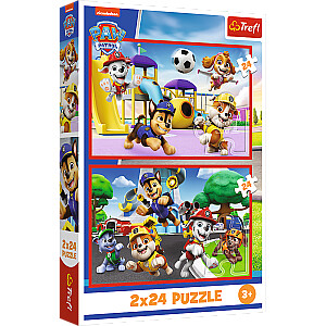 TREFL PAW PATROL Puzļu komplekts Jautrā suņu diena, 2x24 gab.