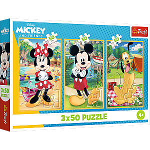 TREFL DISNEY MICKEY MOUSE Pužļu komplekts Pele brīvdienās, 3x50 gab.