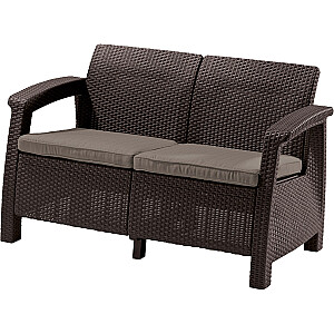 Dārza dīvāns divvietīgs Corfu Love Seat brūns