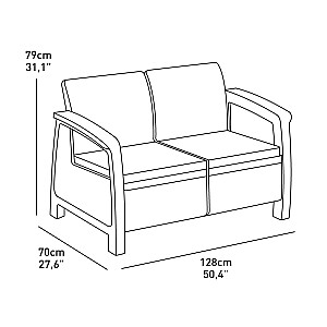 Садовый диван двухместный Corfu Love Seat коричневый