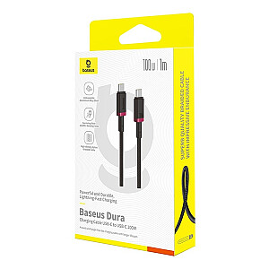 Baseus Dura Type C uz Type C 100 W ātrās uzlādes kabelis 1 m Melns, Sarkans