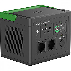 Power Station PPS730-GR Schneider OffGrid Portatīvā Enerģijas Stacija 730, 738Wh Litija jonu, 2 Schuko, Sinusveida