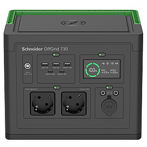 Power Station PPS730-GR Schneider OffGrid Portatīvā Enerģijas Stacija 730, 738Wh Litija jonu, 2 Schuko, Sinusveida