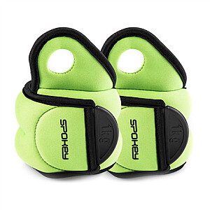 Spokey COM FORM IV Velcro Loads, 2x1 kg, Light Green, Neoprene