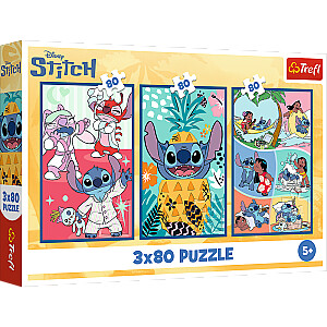 TREFL DISNEY STITCH Pužļu komplekts Stitch pasaule, 3x80 gab.