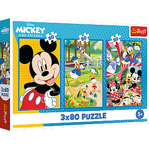 TREFL DISNEY MICKEY MOUSE Комплект пазлов, 3x80 шт.