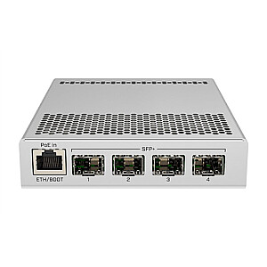 MikroTik Switch CRS305-1G-4S + IN PoE 802.3 af и PoE + 802.3 at, Managed, Desktop, количество портов 1 Гбит / с (RJ-45) 1, количество портов SFP + 4