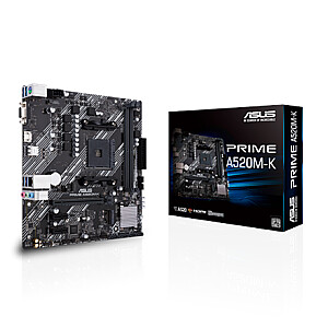 Asus PRIME A520M-K Семейство процессоров AMD, Процессорный разъем AM4, DDR4, Слоты памяти 2, Поддерживаемые интерфейсы жестких дисков M.2, SATA, Количество разъемов SATA 4, Набор микросхем AMD A, Micro ATX