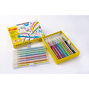 Flomāsteru komplekts EberhardFaber 3mm, ar spīdumiem, 16 krāsas