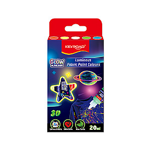 Tekstiilvärv Keyroad 5-värvi 20ml, pimedas helendav