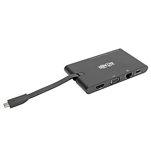 Tripp Lite USB-C Dock U442-DOCK3-B Один дисплей / 1xHDMI 1.4 / VGA / до 1x4K / 3xUSB 3.2 / microSD / RJ45 / поддержка PD 100W / Черный / Блок питания в комплект не входит