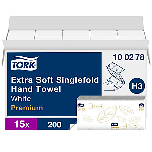 Papīra salvetes Tork 100278 Singlefold Soft Premium H3, 2 slāņi, baltas, 200 salvetes, 1 paciņas