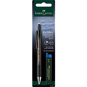 Mehāniskais zīmulis Faber-Castell Grip-Matic 0,7mm + 0,7mm B kodoliņi, blisterī, melns