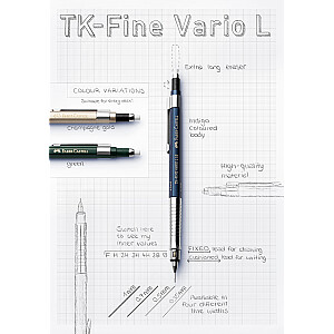 Mehāniskais zīmulis Faber-Castell TK-FINE VARIO L 0.5mm, tumši zils