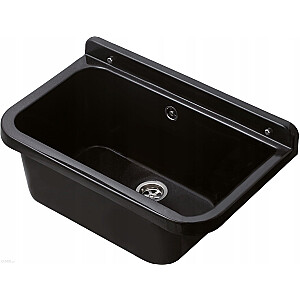 Hydroland izlietne ZLEW.50 UTILITY BOWL MELNA POLIPR. 50X34X21 + SIFONS [ INSTALĀCIJAS KOMPLEKTS + AIZBLOKĒTĀJS + IESPĒJA UZSTĀDĪT STĀVOŠO JAUZPILDĪTĀJU UN DISPENSER // ZL.HYDRO-SINK.50-BLACK